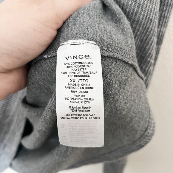 [Vince] Heather Gray Crew Neck Waffle Knit Thermal Pullover Long Sleeves Sz XXL - Picture 11 of 11